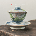 Hand-painted Vintage Ceramics Prosperous flowers Gaiwan Tea Set