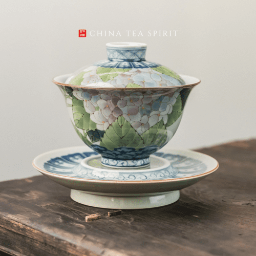 手描きヴィンテージ陶器「繁栄の花」160ml 蓋碗ティーセット - China