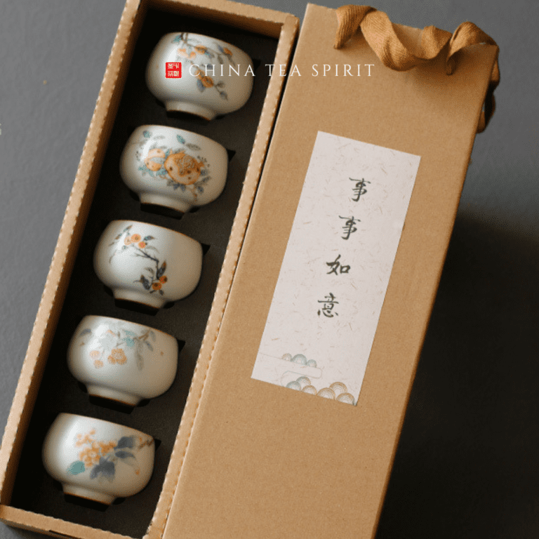 Gongfu Tea Cup Set Hand-painted Persimmon