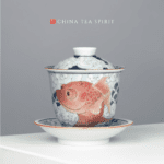 Handmade Hand-painted Ceramics Gold Fish Tea Set