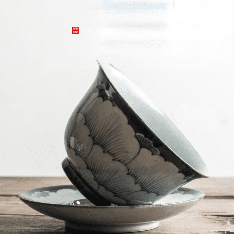 Qinghua Peony Gaiwan Tea Set