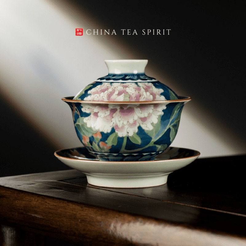 Magnolia Begonia Peony Gaiwan Tea Set