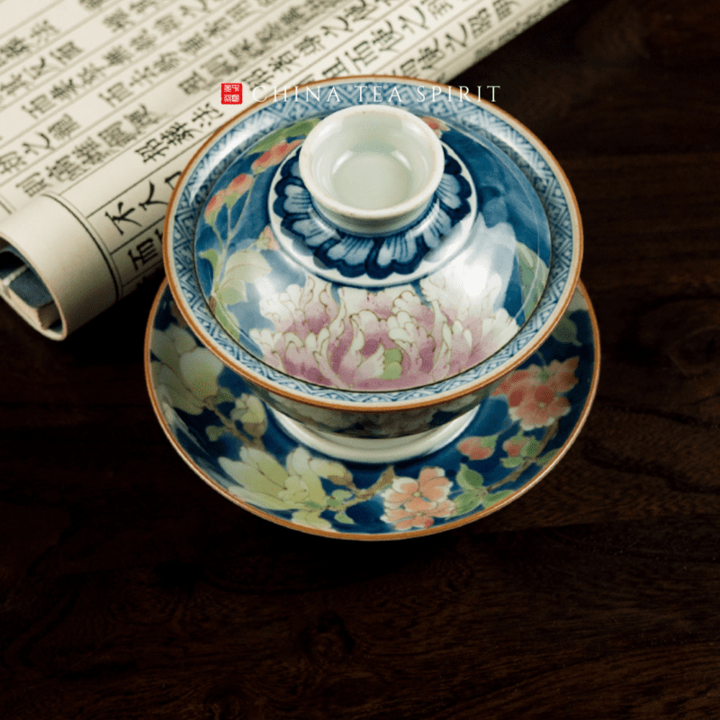 Magnolia Begonia Peony Gaiwan Tea Set