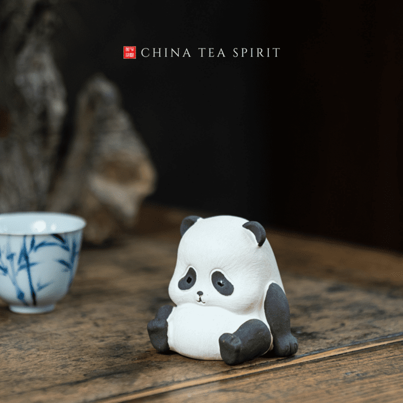 Panda Tea Pet, White Yixing Clay Panda Figurine