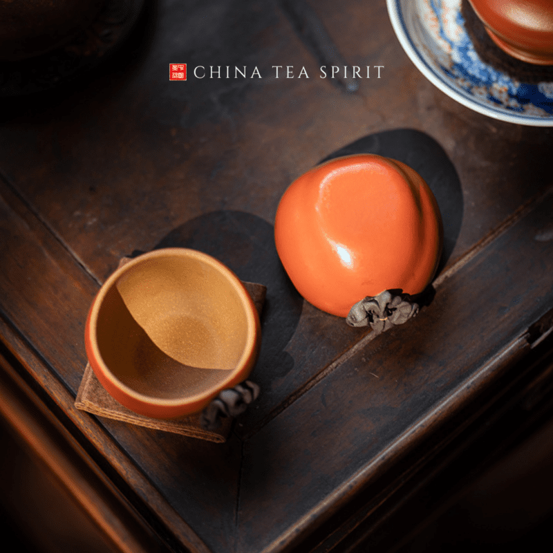 Persimmon Yixing Clay Tea Cup