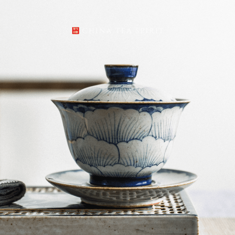 Qinghua Peony Gaiwan Tea Set
