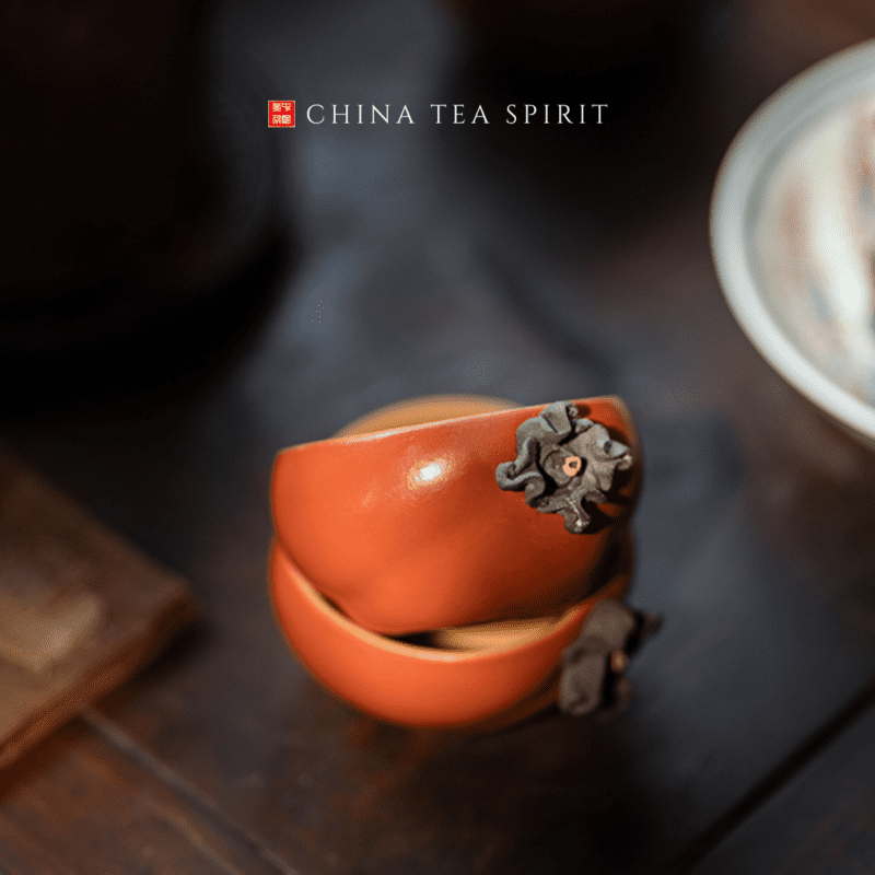 Persimmon Yixing Clay Tea Cup