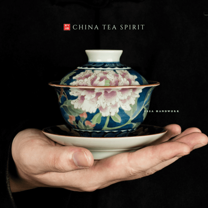 Magnolia Begonia Peony Gaiwan Tea Set