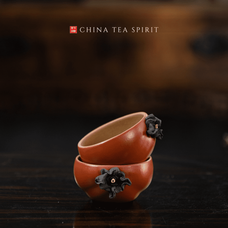 Persimmon Yixing Clay Tea Cup