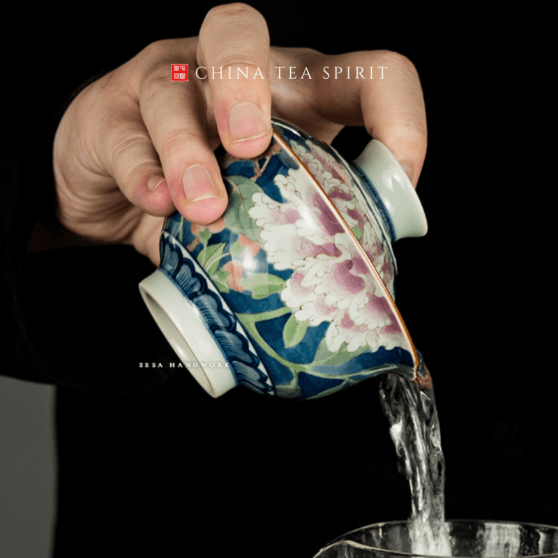 Magnolia Begonia Peony Gaiwan Tea Set