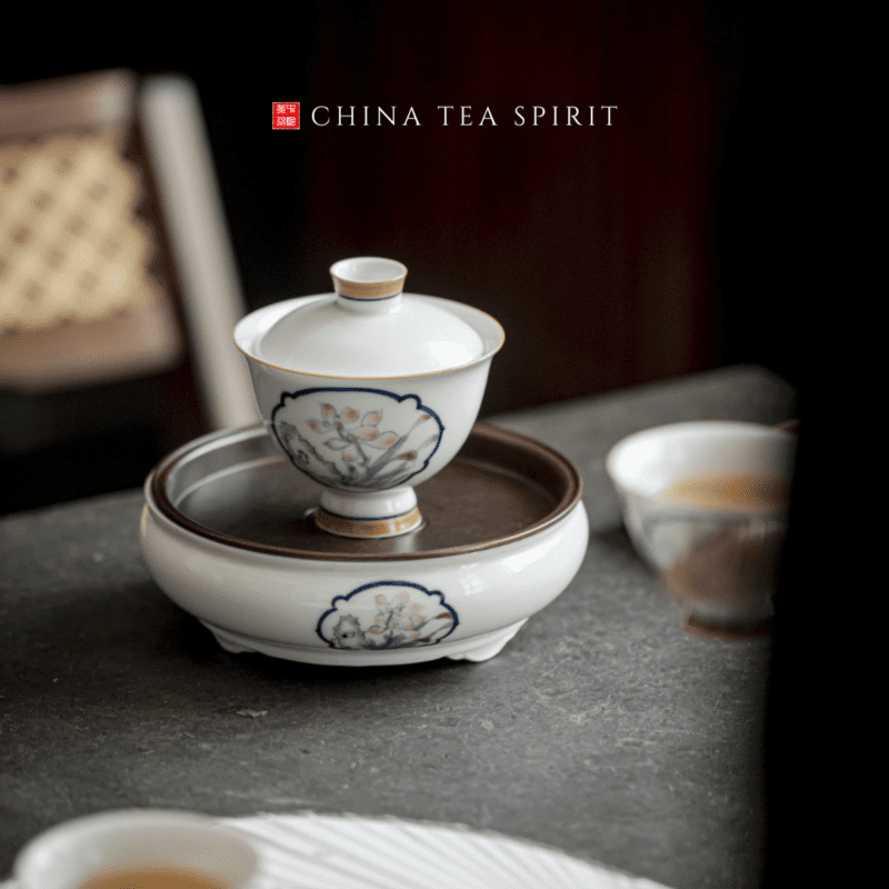 Hand-painted Ceramics Orchid Gaiwan