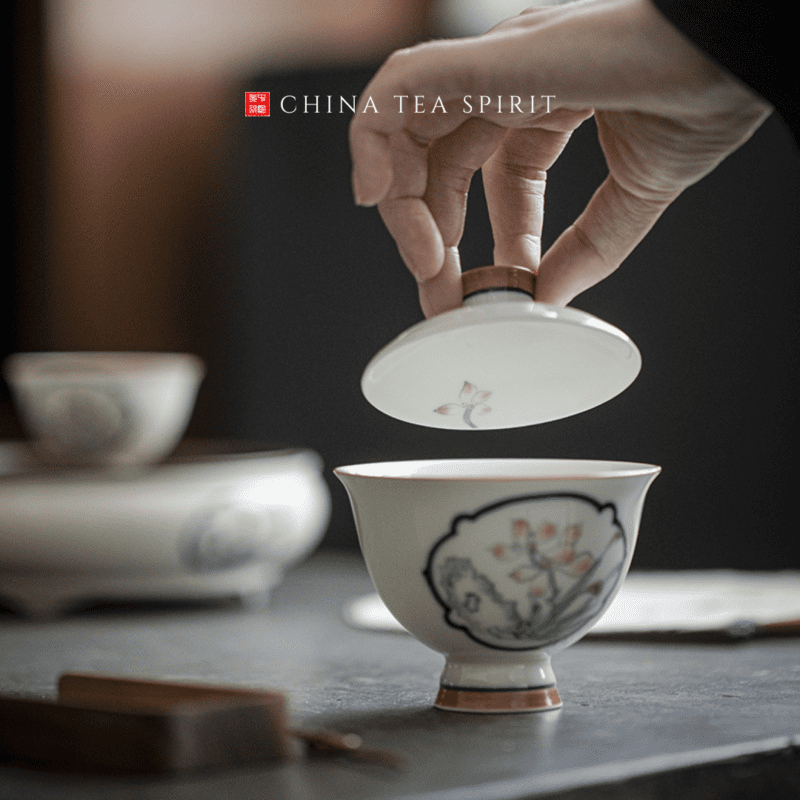 Hand-painted Ceramics Orchid Gaiwan