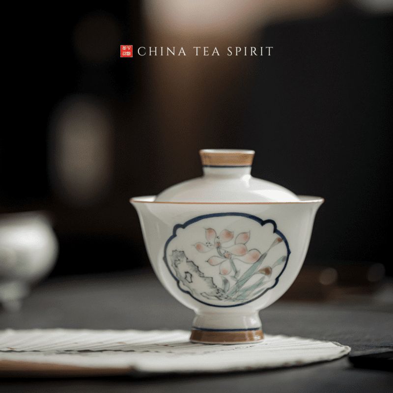 Hand-painted Ceramics Orchid Gaiwan