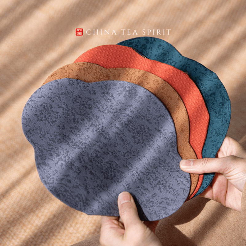 Fabric Begonia Tea Boat Shaped Tea Mat (1)