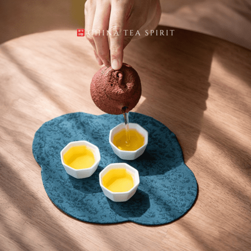 Fabric Begonia Tea Boat Shaped Tea Mat (1)
