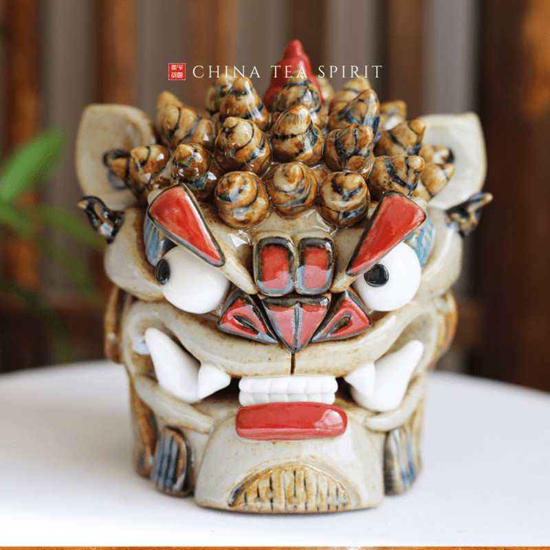 Handmade Ceramic Suanni Mythical Lion Beast Cone Incense Burner (1)