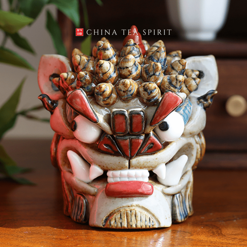 Handmade Ceramic Suanni Mythical Lion Beast Cone Incense Burner (1)