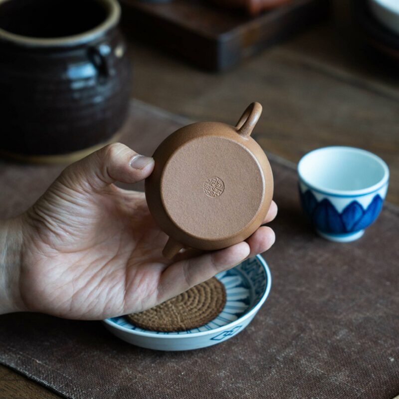 Handmade Duanni 110ml Bian Yuan Flat Round Yixing Teapot
