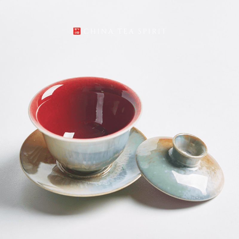 Kiln Transmutation Ceramic Gradient Green Gaiwan (1)