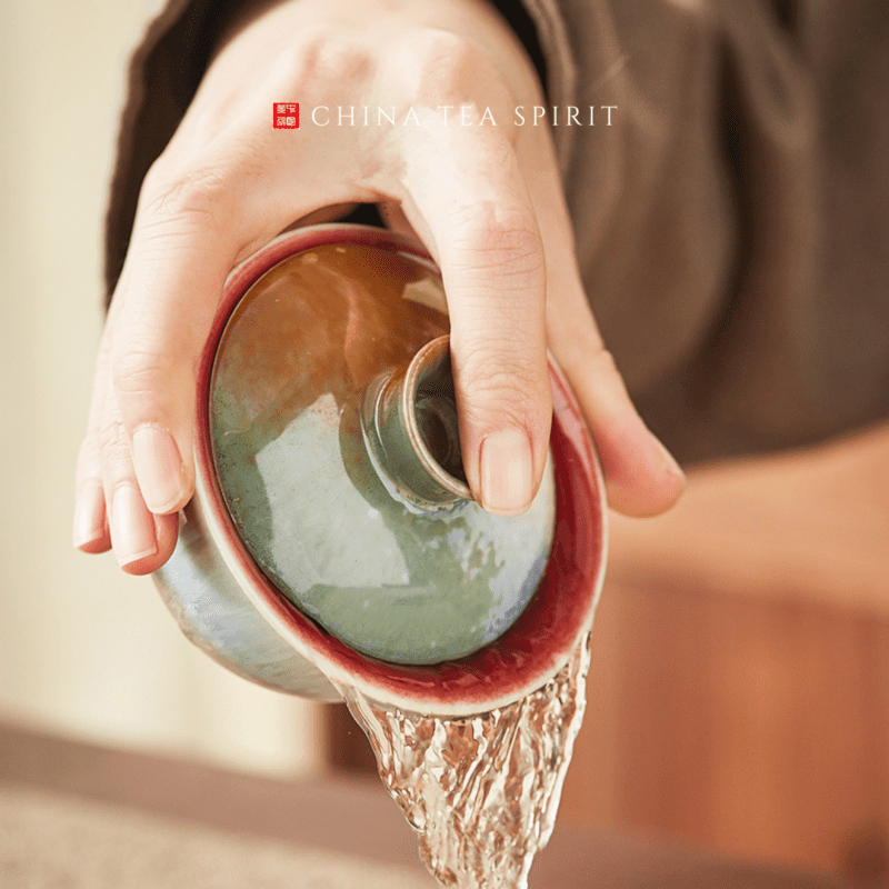 Kiln Transmutation Ceramic Gradient Green Gaiwan (1)