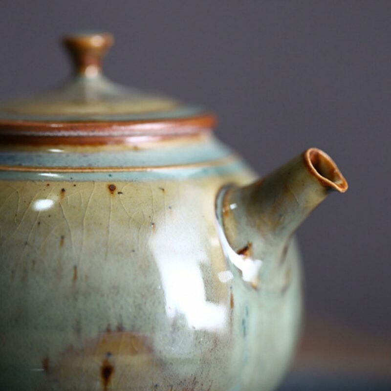Crude Pottery Basjoo Green Kung Fu Teapot