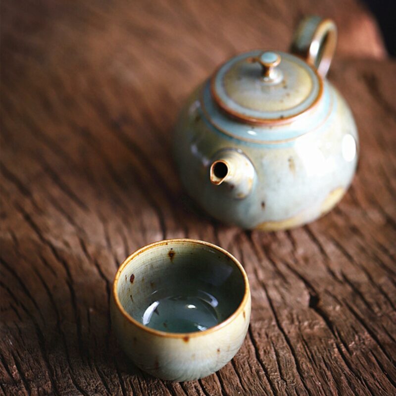 Crude Pottery Basjoo Green Kung Fu Teapot