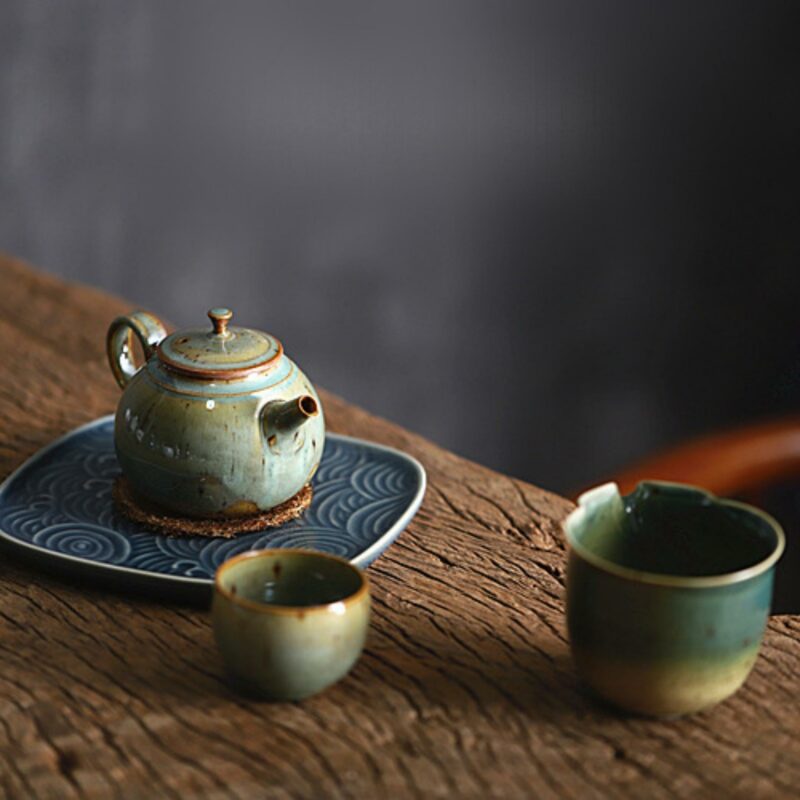 Crude Pottery Basjoo Green Kung Fu Teapot