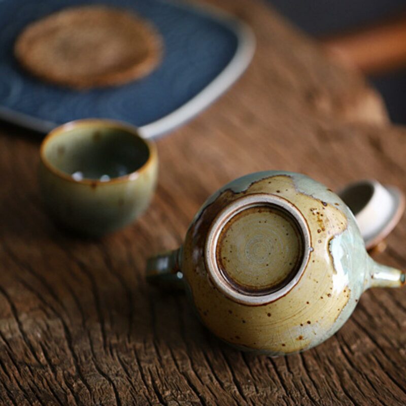Crude Pottery Basjoo Green Kung Fu Teapot