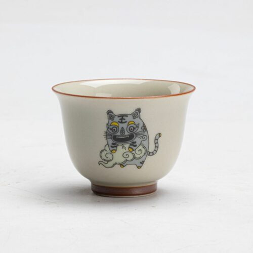Creative Grey Glaze Ceramic Cute Lucky Tiger Tea Cup