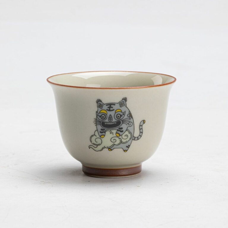 Creative Grey Glaze Ceramic Cute Lucky Tiger Tea Cup