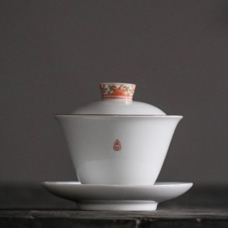 Forbidden City Style Ceramic Gourd Painting Gaiwan