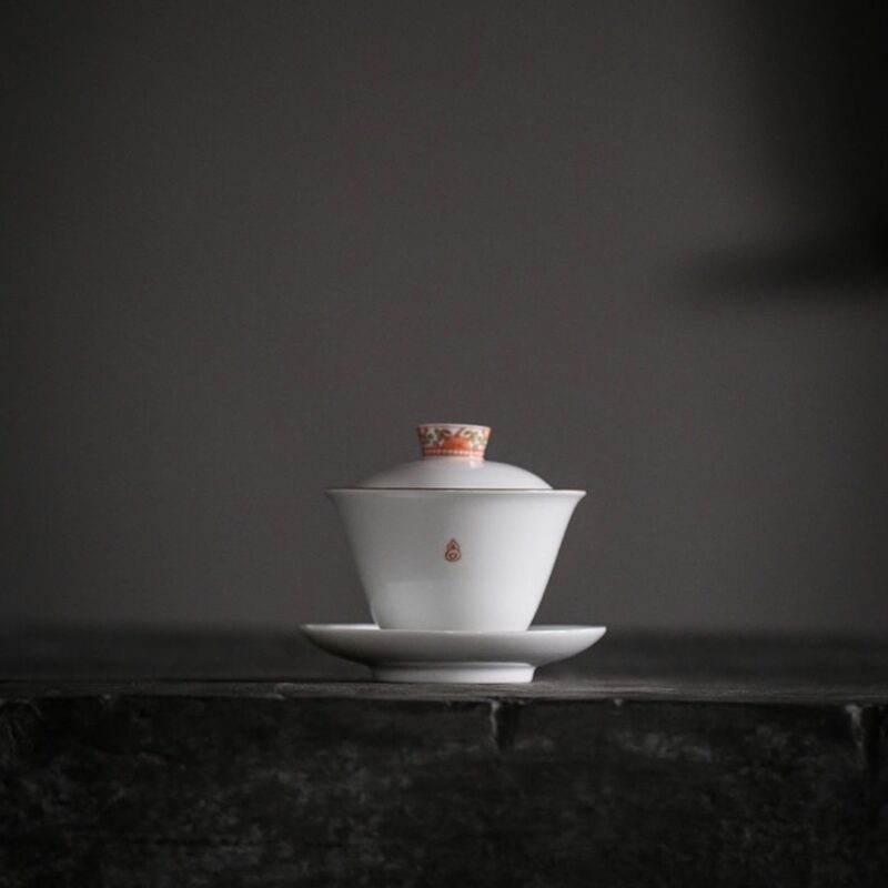 Forbidden City Style Ceramic Gourd Painting Gaiwan