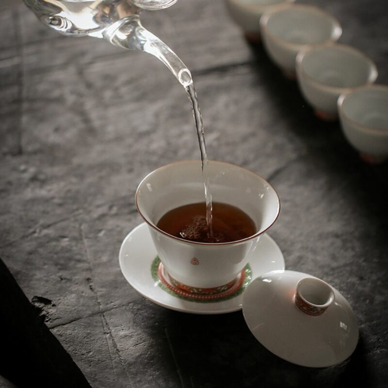 Forbidden City Style Ceramic Gourd Painting Gaiwan