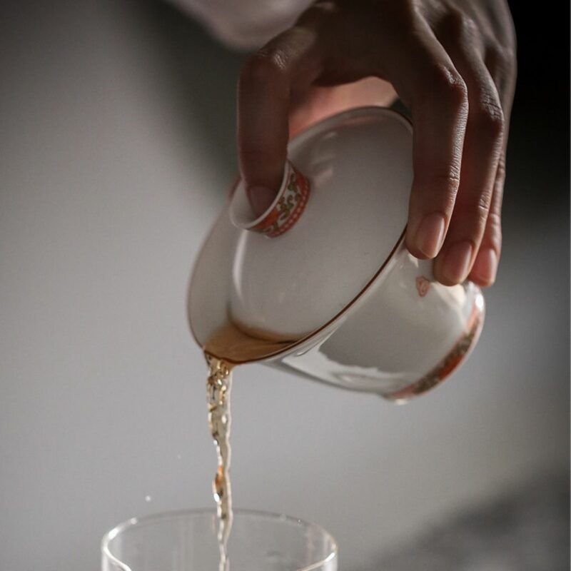 Forbidden City Style Ceramic Gourd Painting Gaiwan