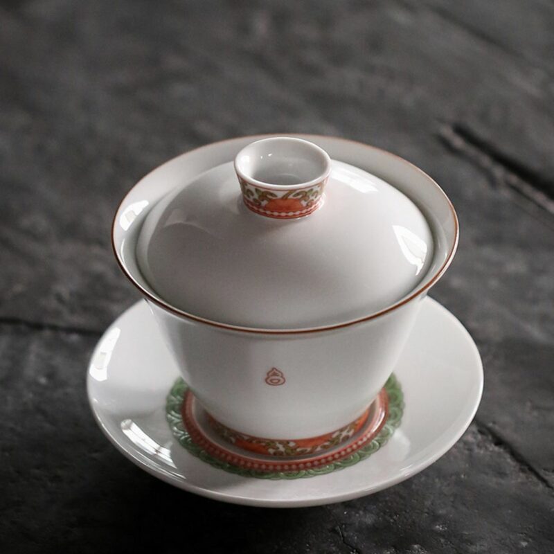 Forbidden City Style Ceramic Gourd Painting Gaiwan
