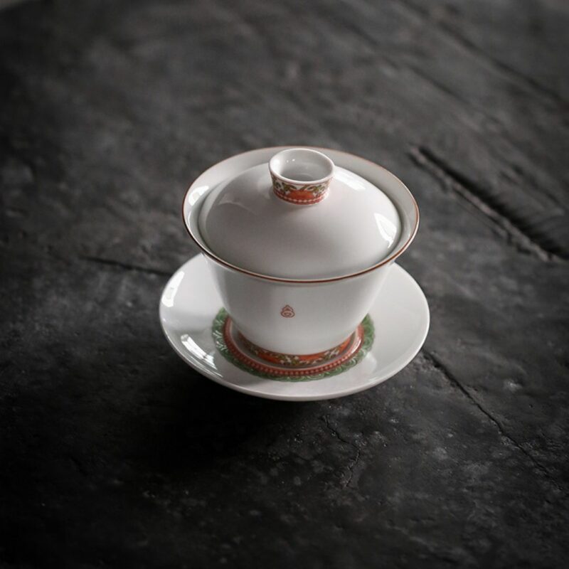 Forbidden City Style Ceramic Gourd Painting Gaiwan