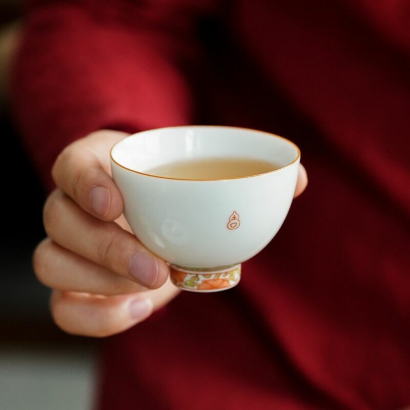 Forbidden City Style Ceramic Gourd Painting Tea Cup
