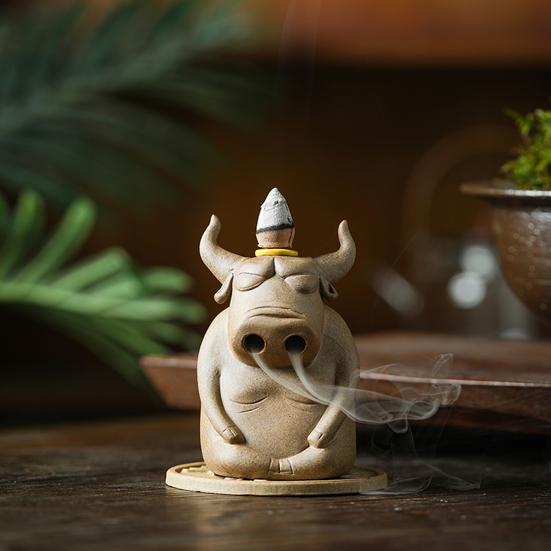 Handmade Creative Zen Style Ceramics Bull Tea Pet Incense Burner