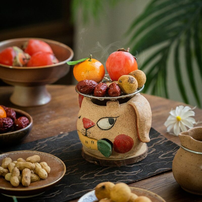 Handmade Crude Pottery Cute Rabbit Tiger Gongfu Tea Stove