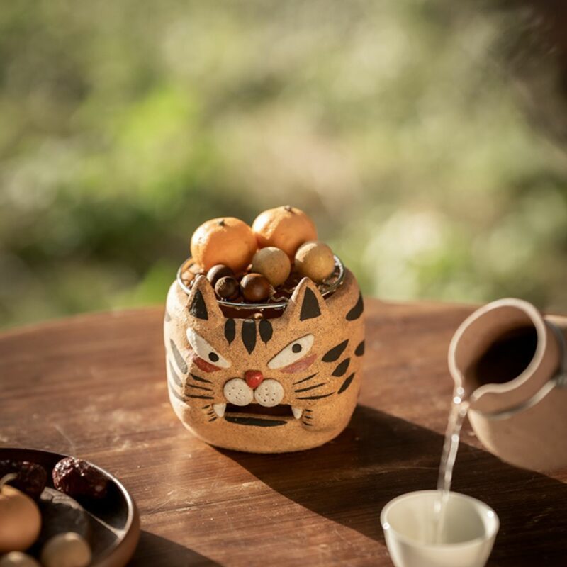 Handmade Crude Pottery Cute Rabbit Tiger Gongfu Tea Stove