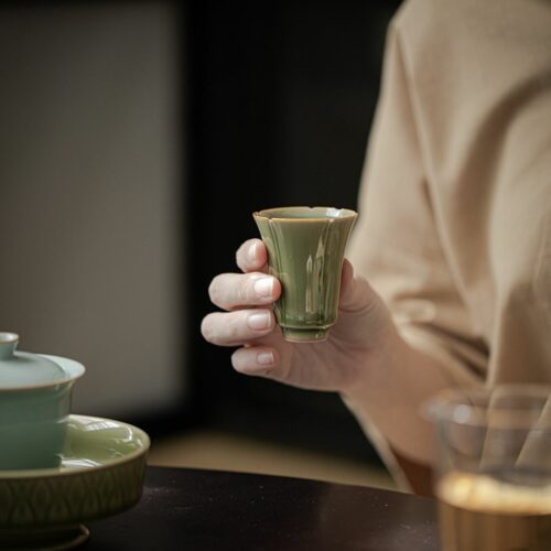 Yue Ware Ceramic Flower Shaped Tea Cup