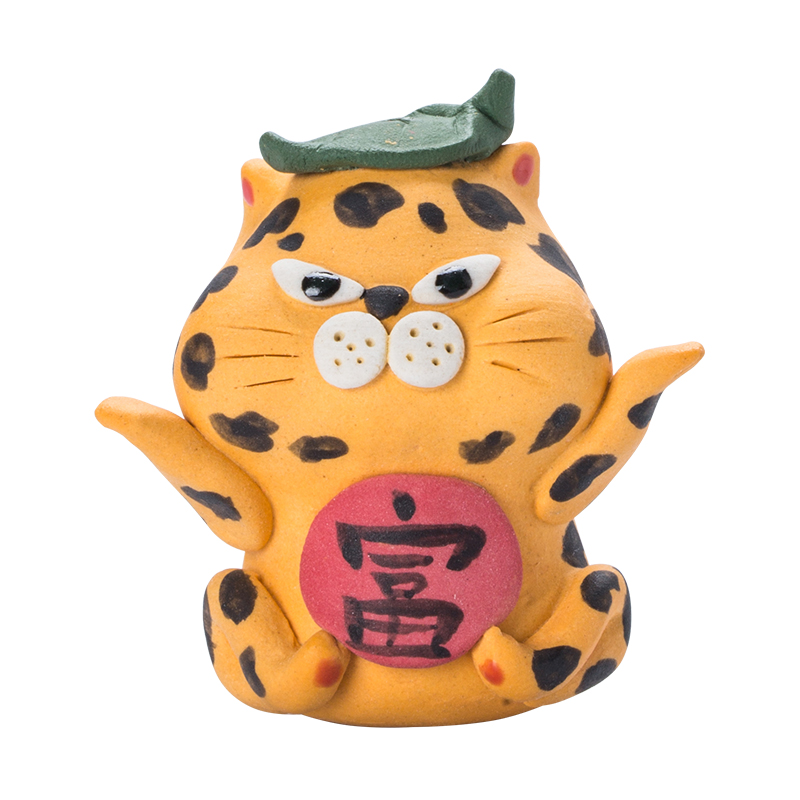 Handmade Ceramic Cute Baby Leopard Wealth Attracting Tea Pet