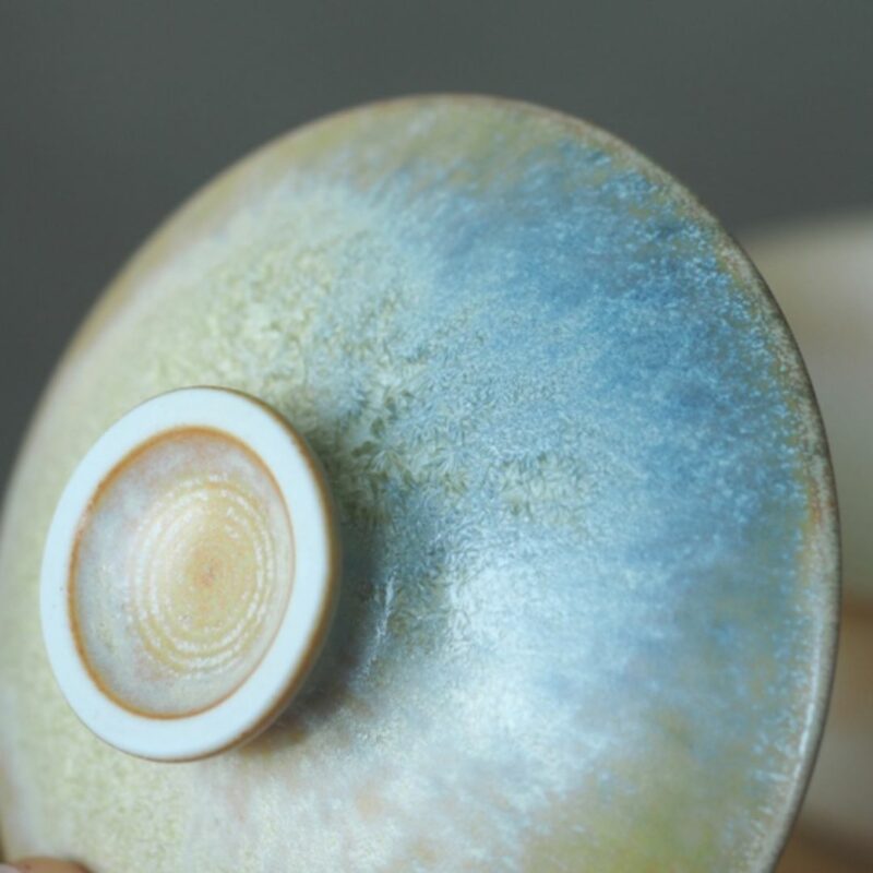 Handmade Kiln Transmutation Ceramic Pine Needle Pattern Gaiwan