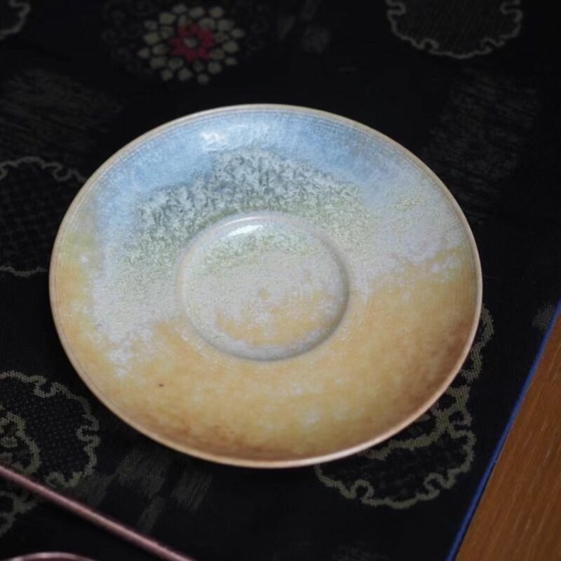 Handmade Kiln Transmutation Ceramic Pine Needle Pattern Gaiwan