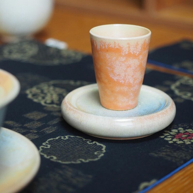 Handmade Kiln Transmutation Ceramic Pine Needle Pattern Gaiwan