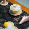 Handmade Kiln Transmutation Ceramic Pine Needle Pattern Gaiwan