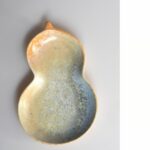 Handmade Kiln Transmutation Ceramic Pine Needle Pattern Gourd Shape Kung Fu Tea Boat