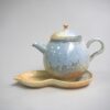 Handmade Kiln Transmutation Ceramic Pine Needle Pattern Kung Fu Tea Boat