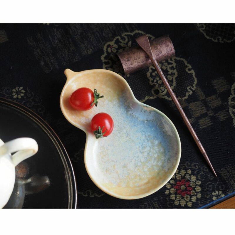 Handmade Kiln Transmutation Ceramic Pine Needle Pattern Kung Fu Tea Boat