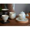 Handmade Kiln Transmutation Ceramic Pine Needle Pattern Kung Fu Tea Tray